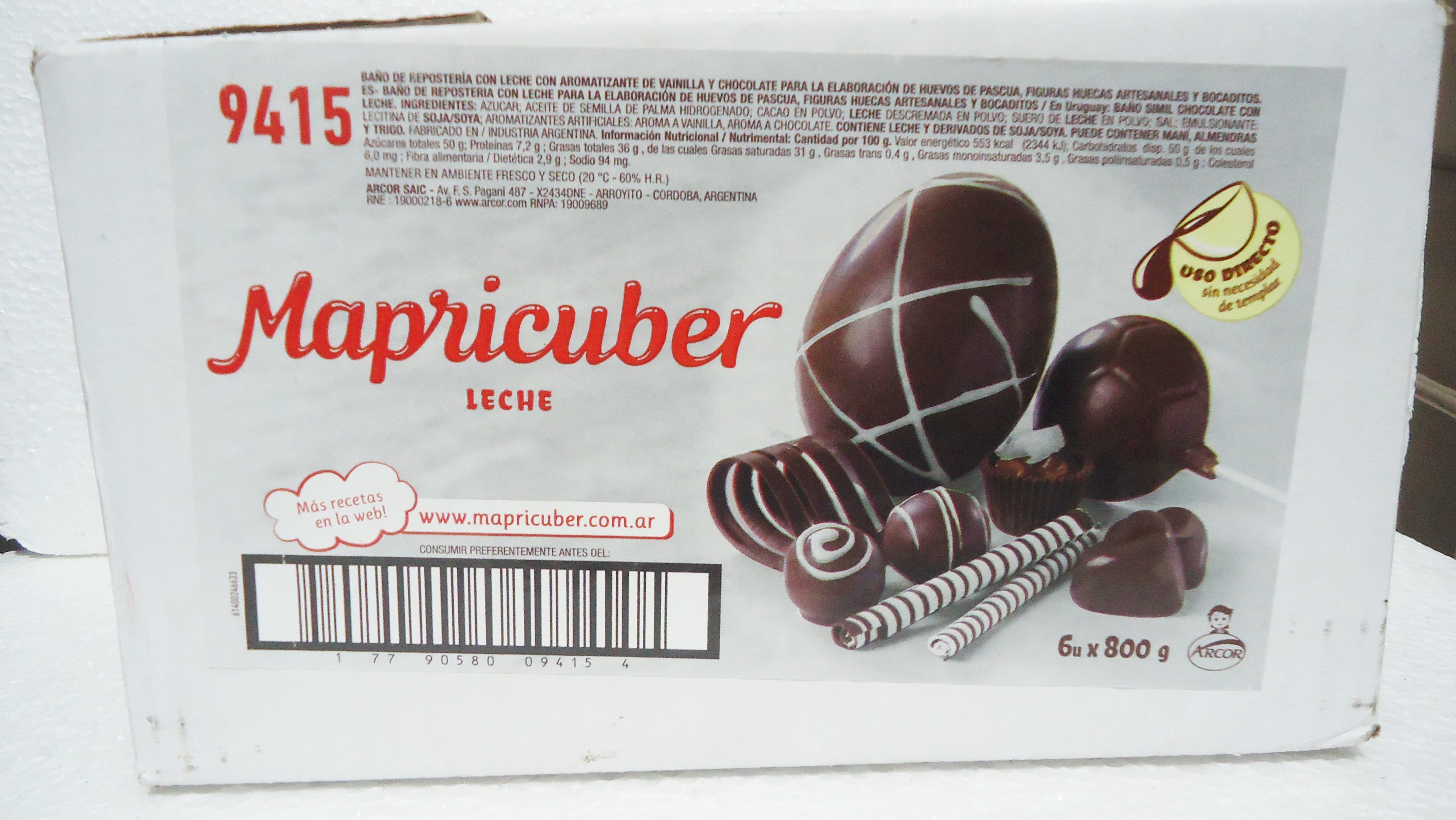 CHOCOLATE MAPRICUBER x 6kg LECHE