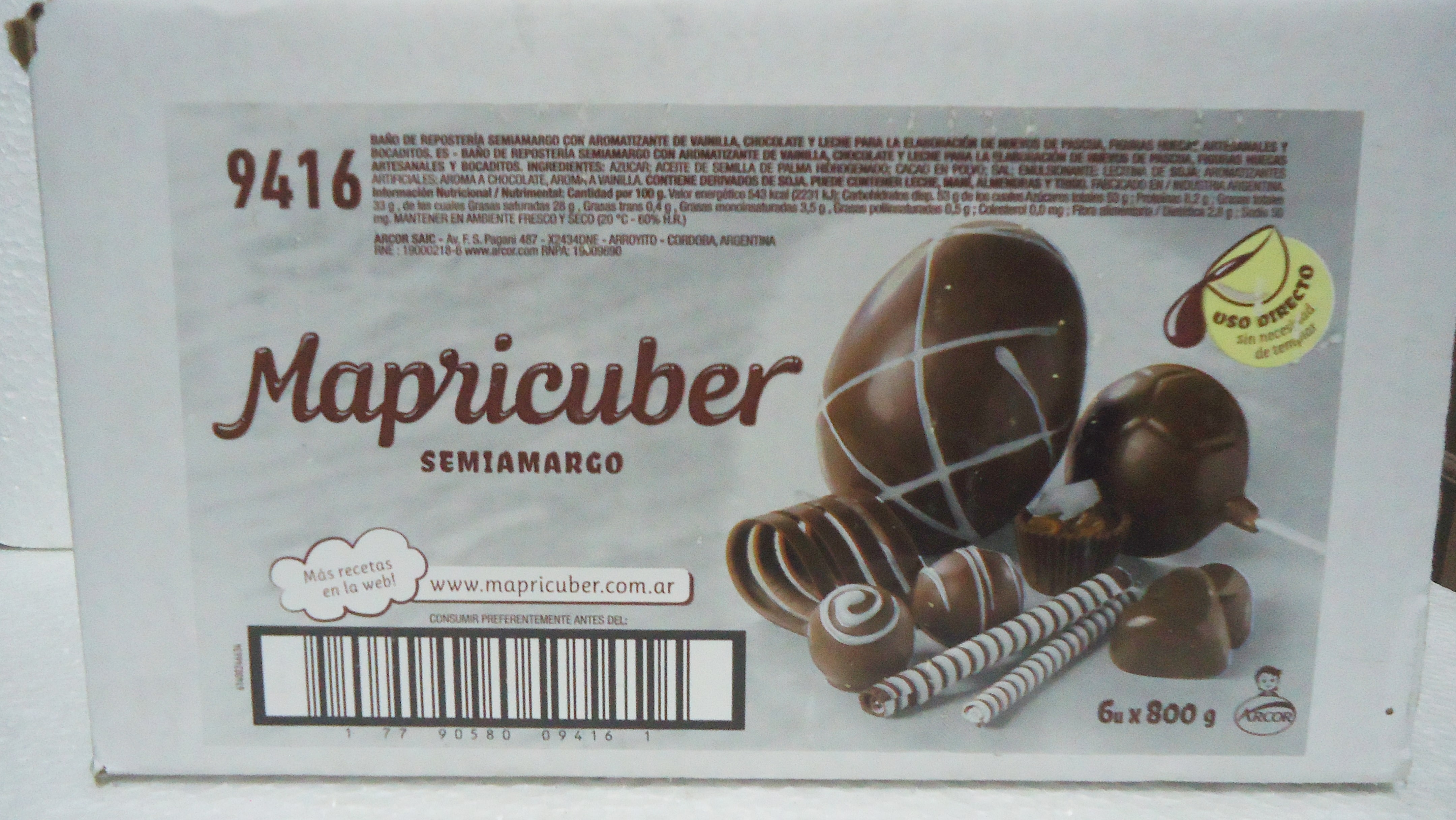 CHOCOLATE MAPRICUBER x 6kg SEMI
