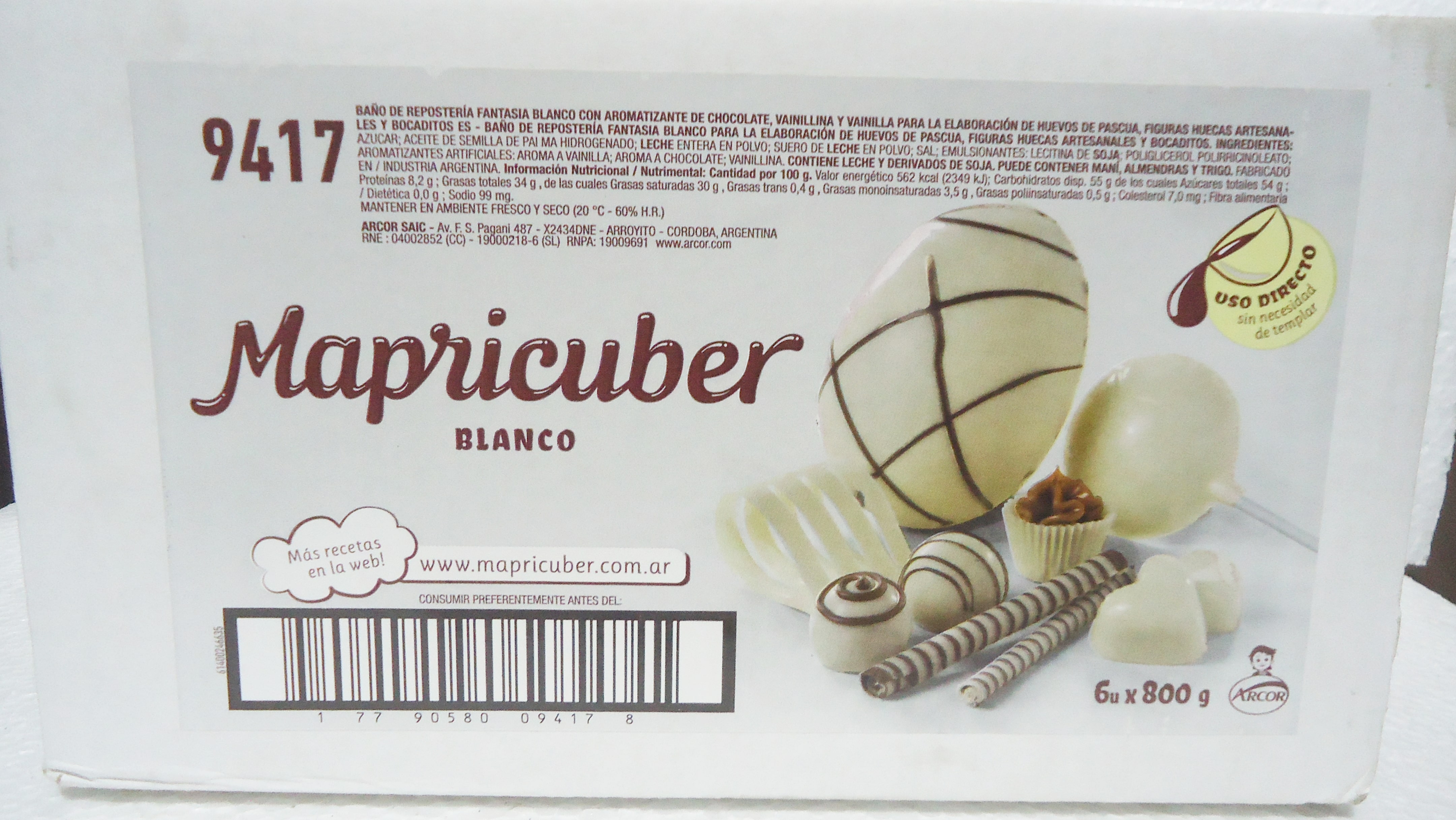 CHOCOLATE MAPRICUBER x 6kg BLANC