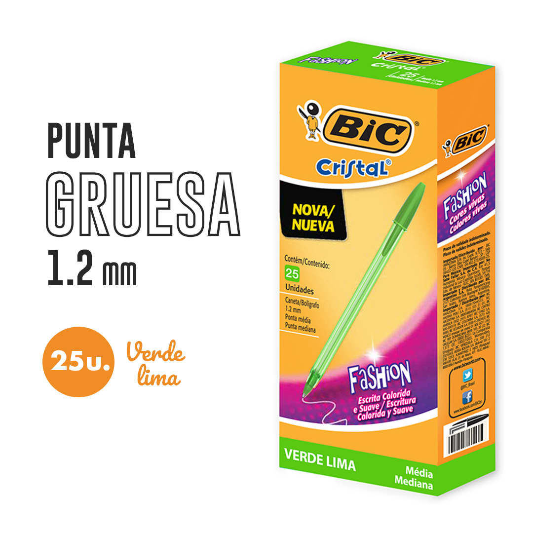 BOLIGRAFO BIC LASER VERDE LIMA CAJA X25