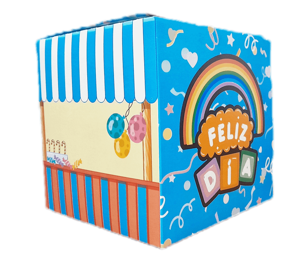 CAJA 1 12x12x12 CUBO FELIZ DIA ARCO IRIS