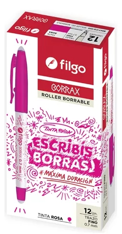 BOLIGRAFO BORRABLE FILGO X12 ROSA