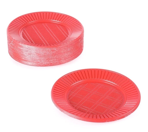 PLATO DESCARTABLE POSTRE ROJO x50