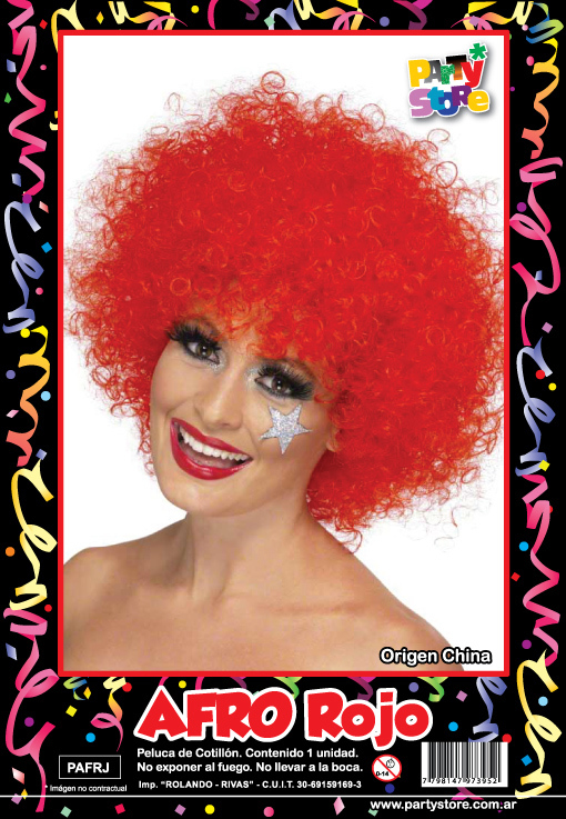 PELUCA AFRO ROJA PARTY STORE