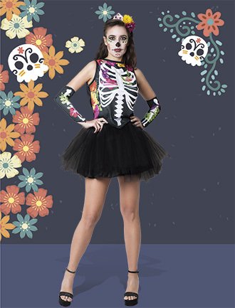 DISFRAZ CANDELA ADULTO CALAVERA MEXI T2