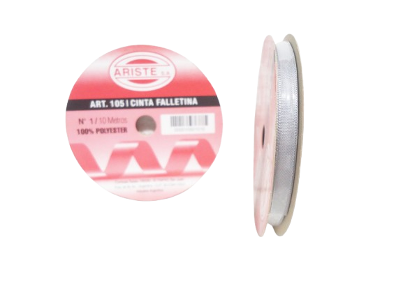 CINTA FALLETINA Nº1 x10 MTS PLATA OPACO