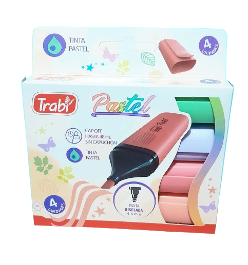 RESALTADOR PASTEL TRABI X4 SURTIDO