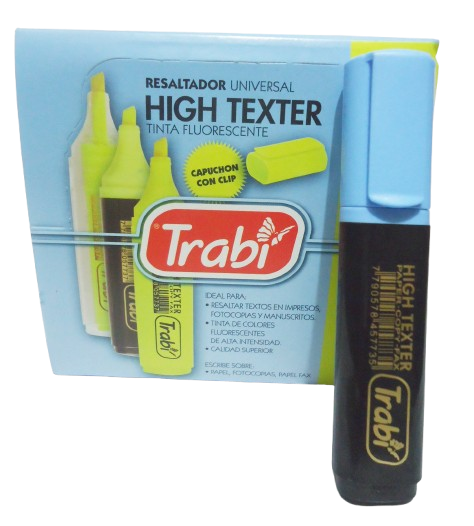 RESALTADOR TRABI H.TEX CELESTE CAJA X10