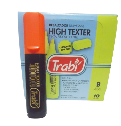 RESALTADOR TRABI H.TEX NARANJA CAJA X10