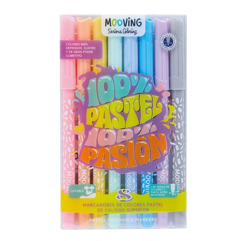 FIBRA MOOVING MARCADOR PASTEL X8