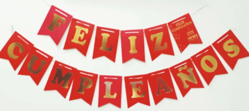 BANDERIN FELIZ CUMPLEAÑOS ROJO GM