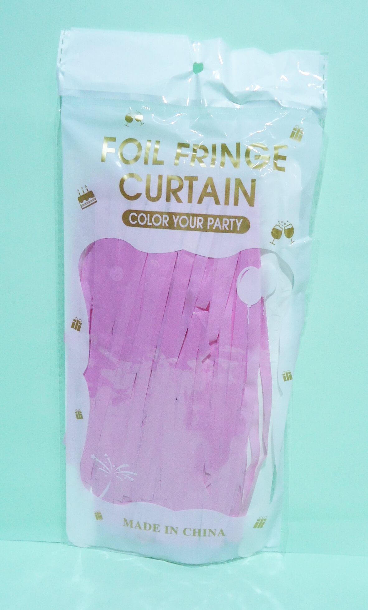 CORTINA PASTEL ROSA FOIL FRINGE