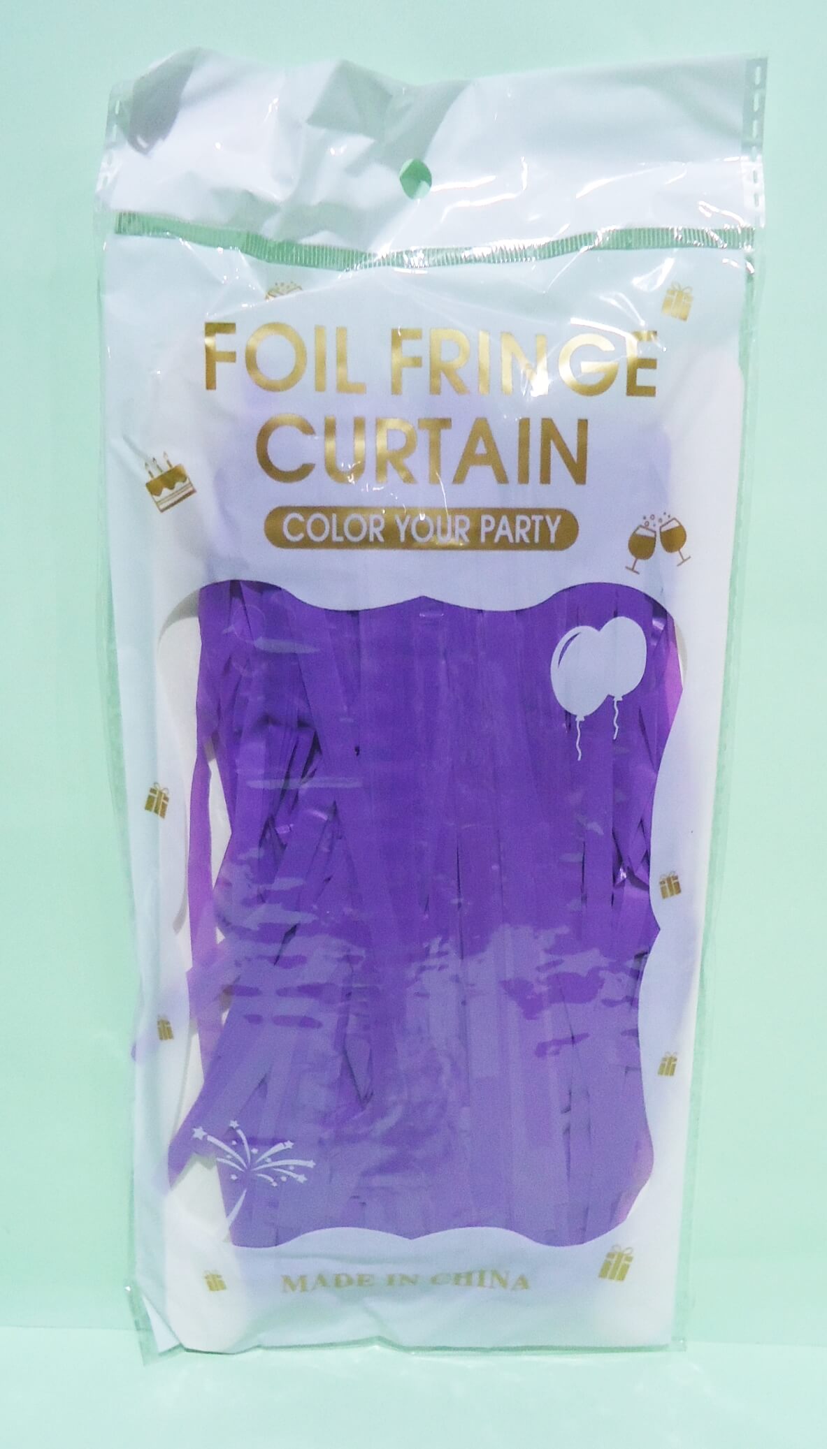 CORTINA PASTEL LILA FOIL FRINGE