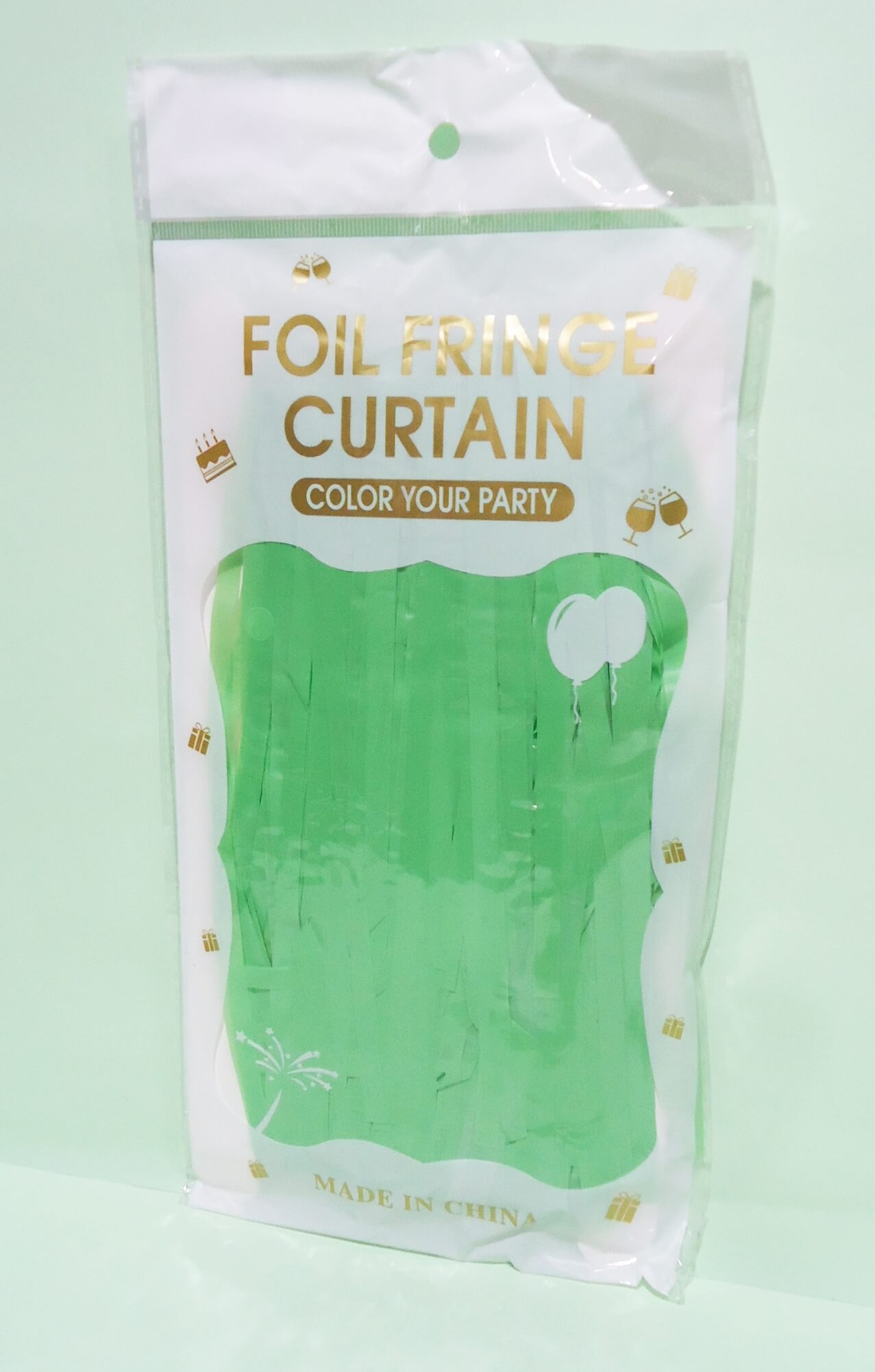 CORTINA PASTEL VERDE  FOIL FRINGE