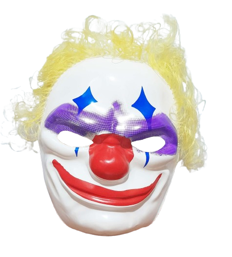 CARETA PLASTICA C/PELO PAYASO CLOWN