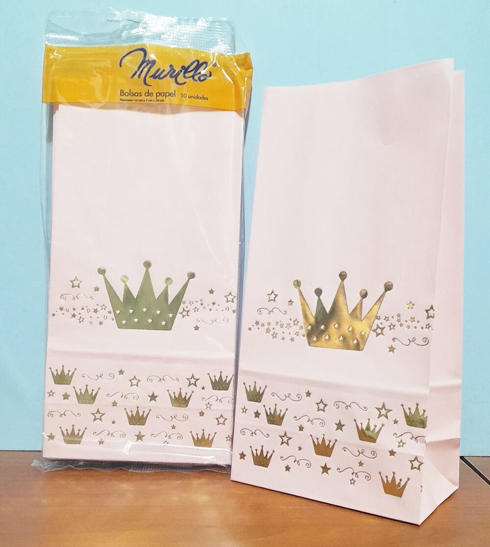 BOLSITA x10 STAMPING CORONITA ROSA