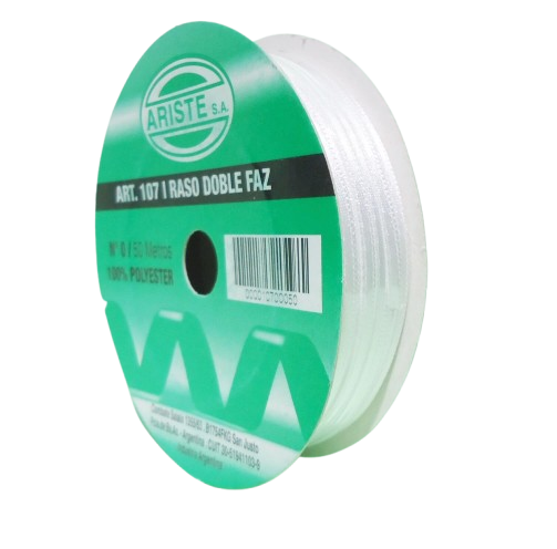 CINTA RASO Nº0 x 50mt BLANCO
