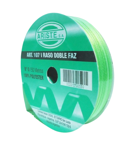 CINTA RASO Nº0 x 50mt VERDE MANZANA