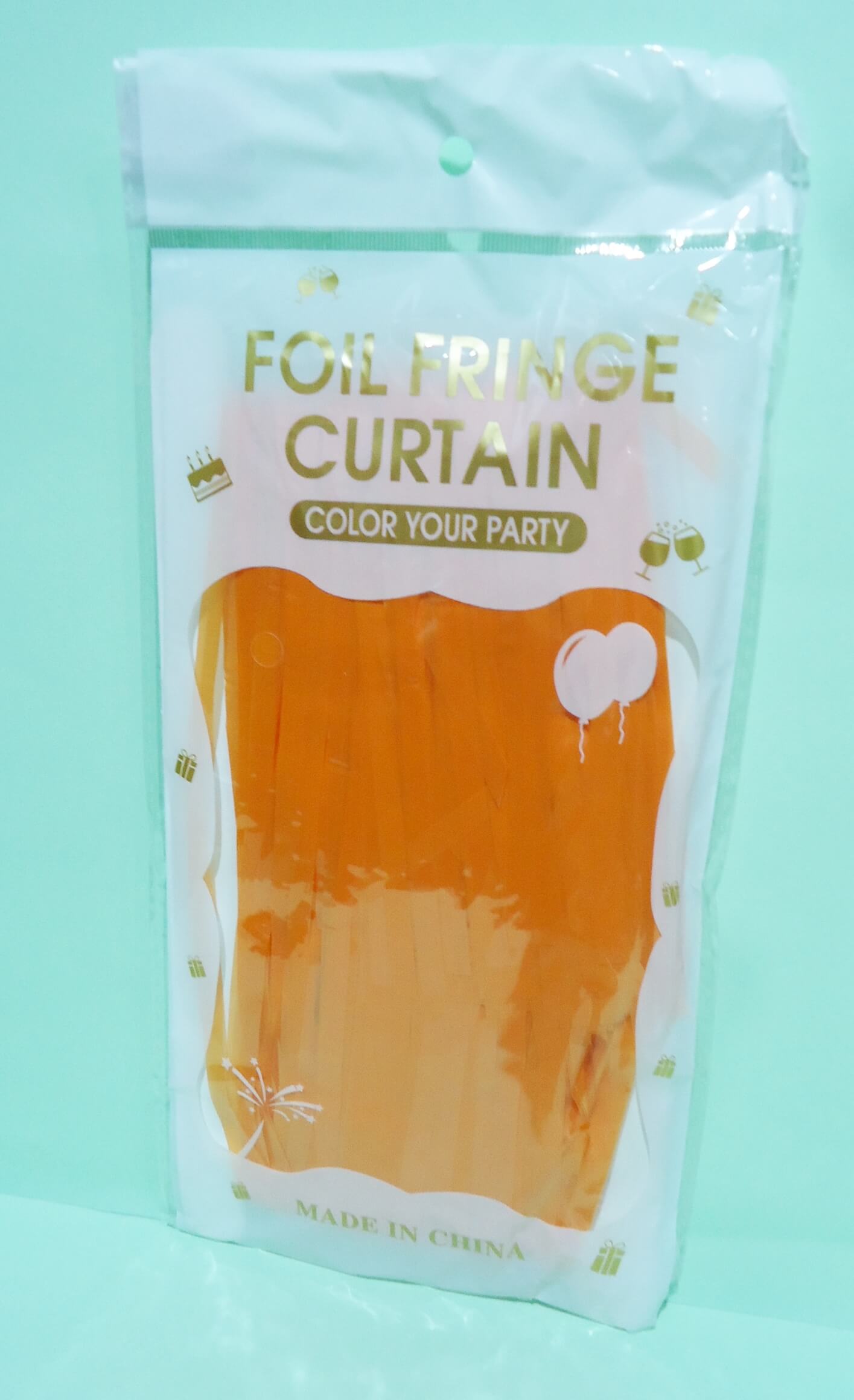 CORTINA PASTEL NARANJA FOIL FRINGE