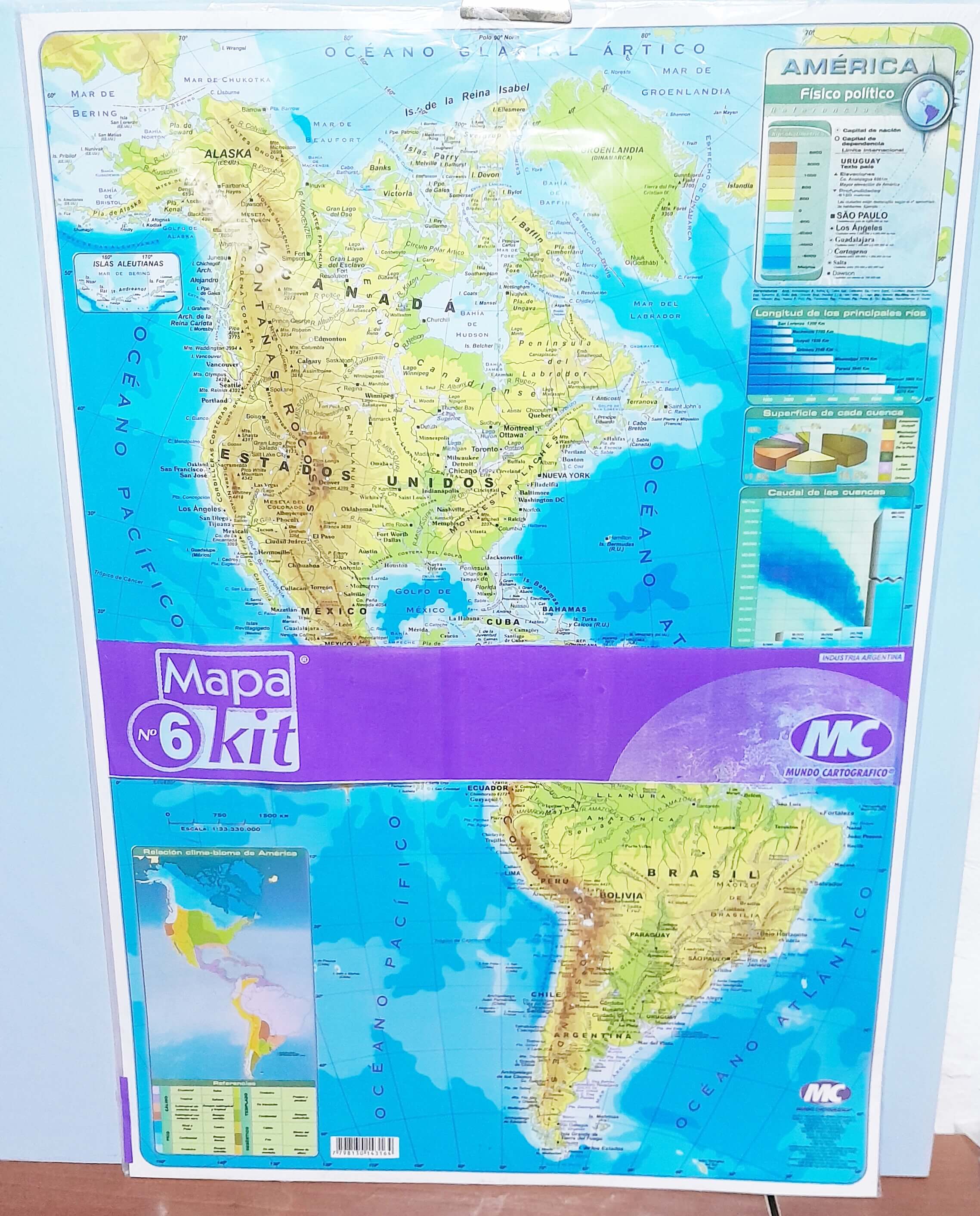 MAPA N°6 AMERICA FISICO-POLITICO x20