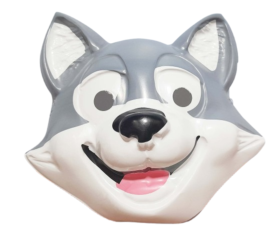 CARETA PLASTICA ANIMAL LOBO GRIS