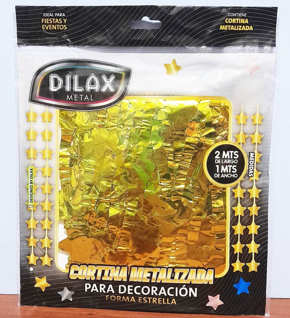 CORTINA ESTRELLAS DORADAS  1x2 DILAX