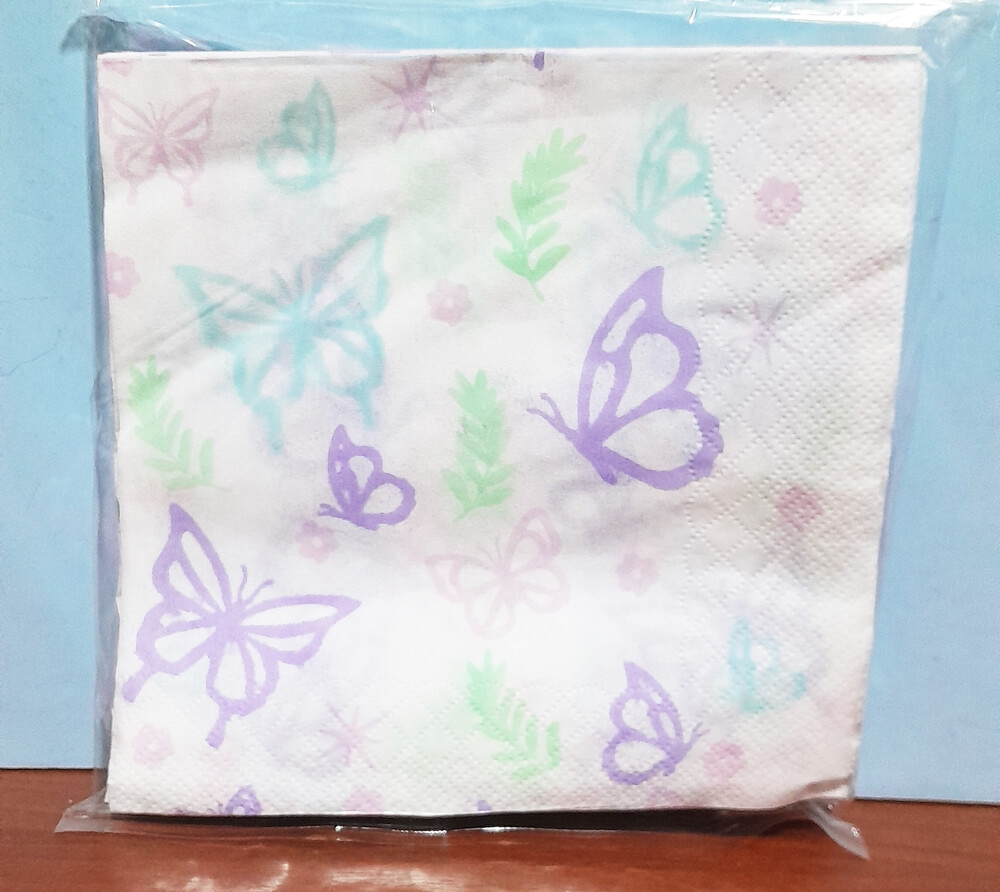 SERVILLETA 33X33x20 IMPRESA MARIPOSA