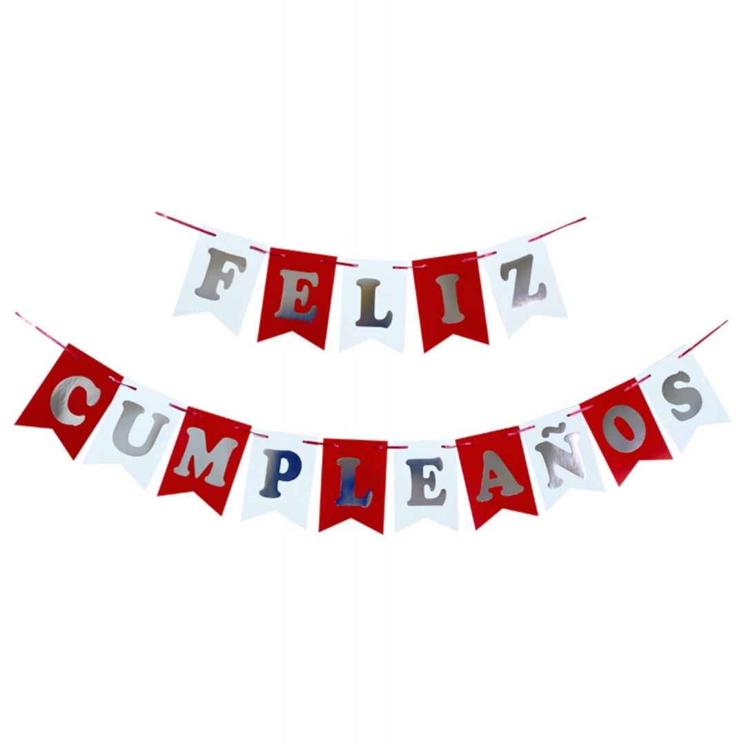 BANDERIN FELIZ CUMPLEAÑOS ROJO-BLANC G.M
