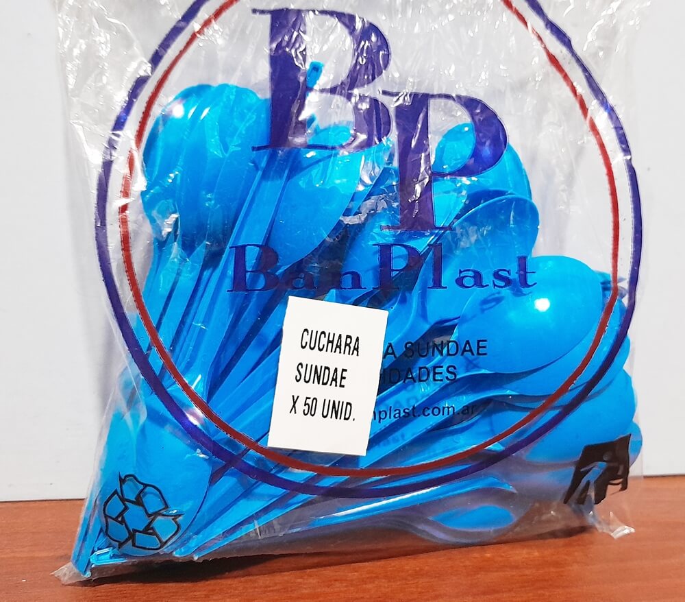 CUCHARA SUNDAE COLOR B.PLAS CELESTE x50