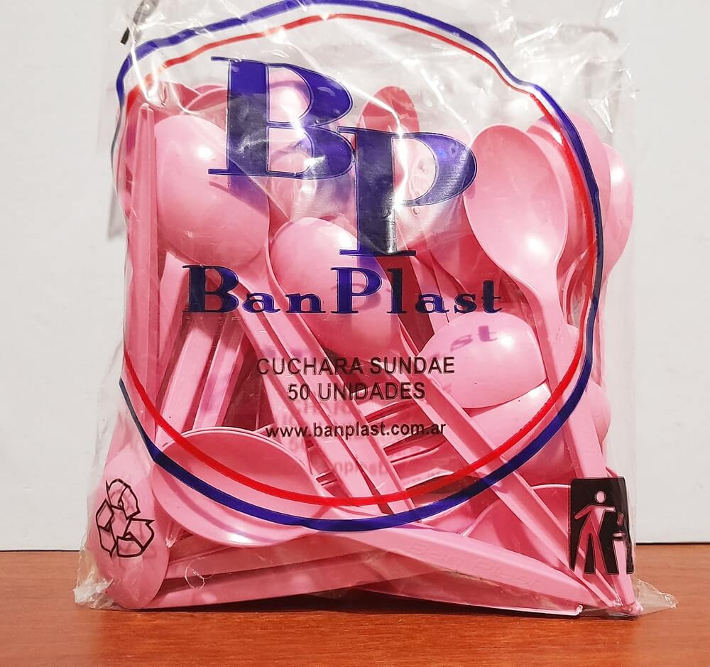 CUCHARA SUNDAE COLOR B.PLAS ROSA x50