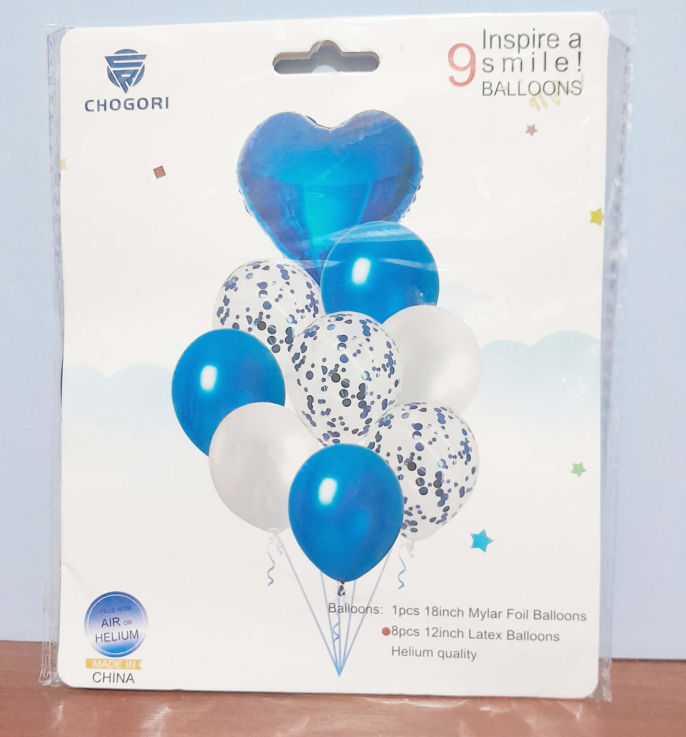 GLOBO SET x9 CHOGORI CORAZON AZUL