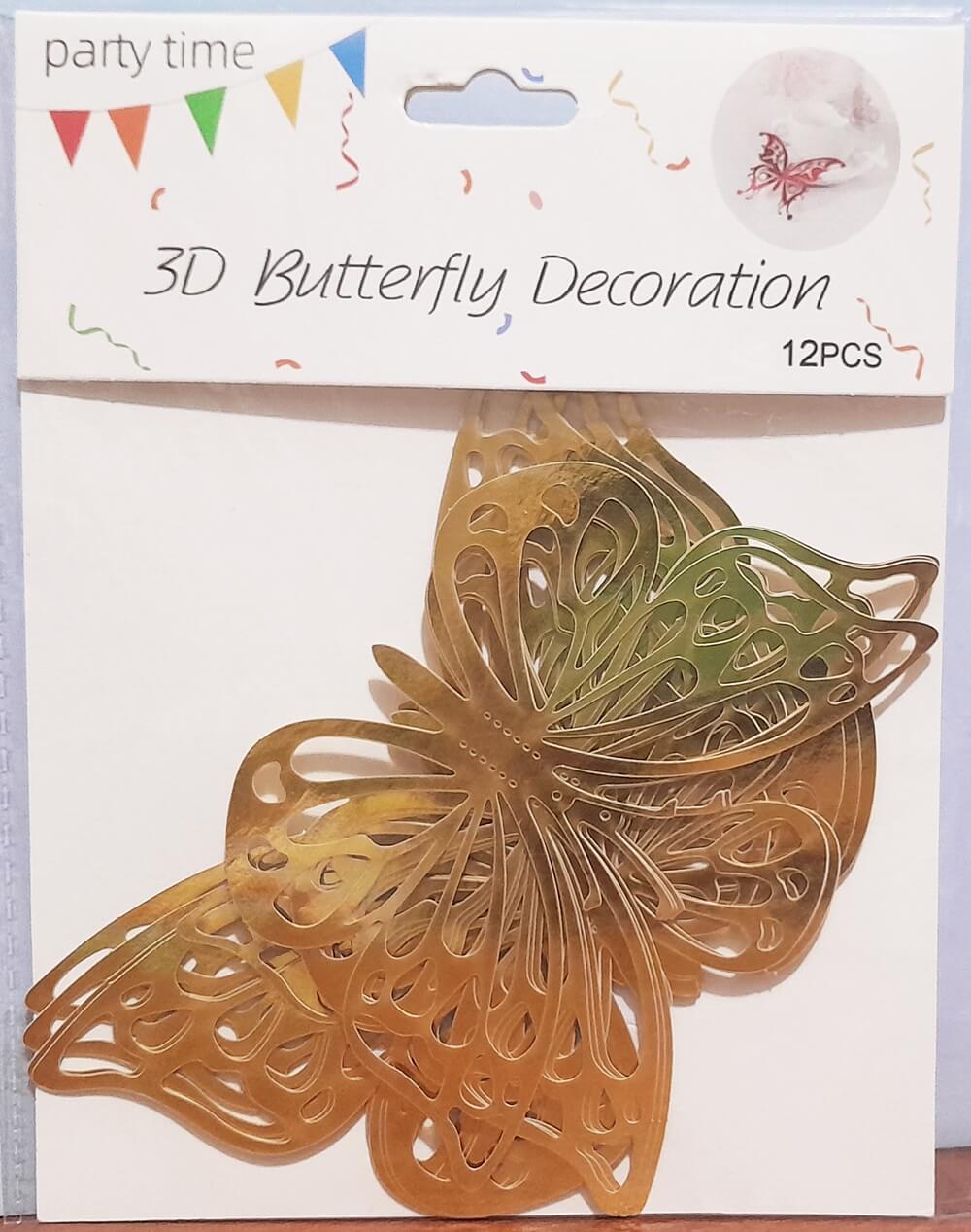 ADORNO MARIPOSA 3D X12 DORADO