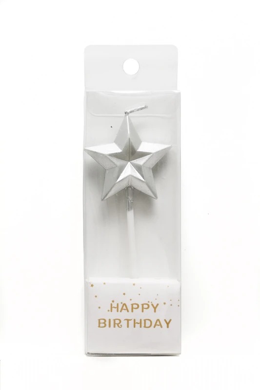 VELA 11CM METAL ESTRELLA PLATA