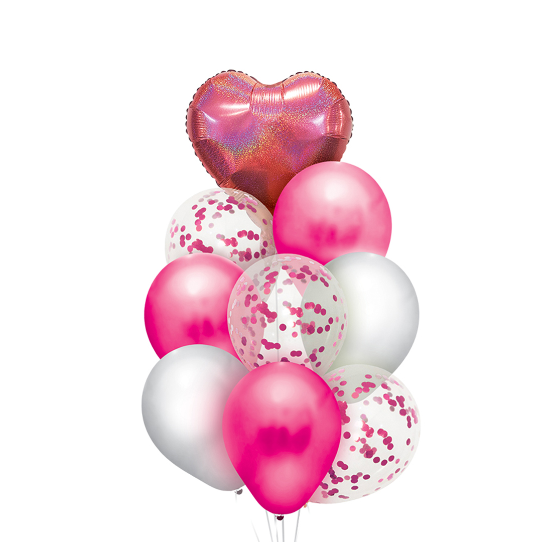 GLOBO SET x9 CHOGORI CORAZON FUCSIA