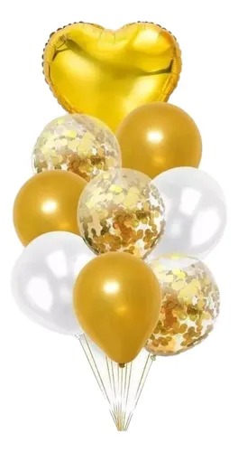 GLOBO SET x9 CHOGORI CORAZON DORADO