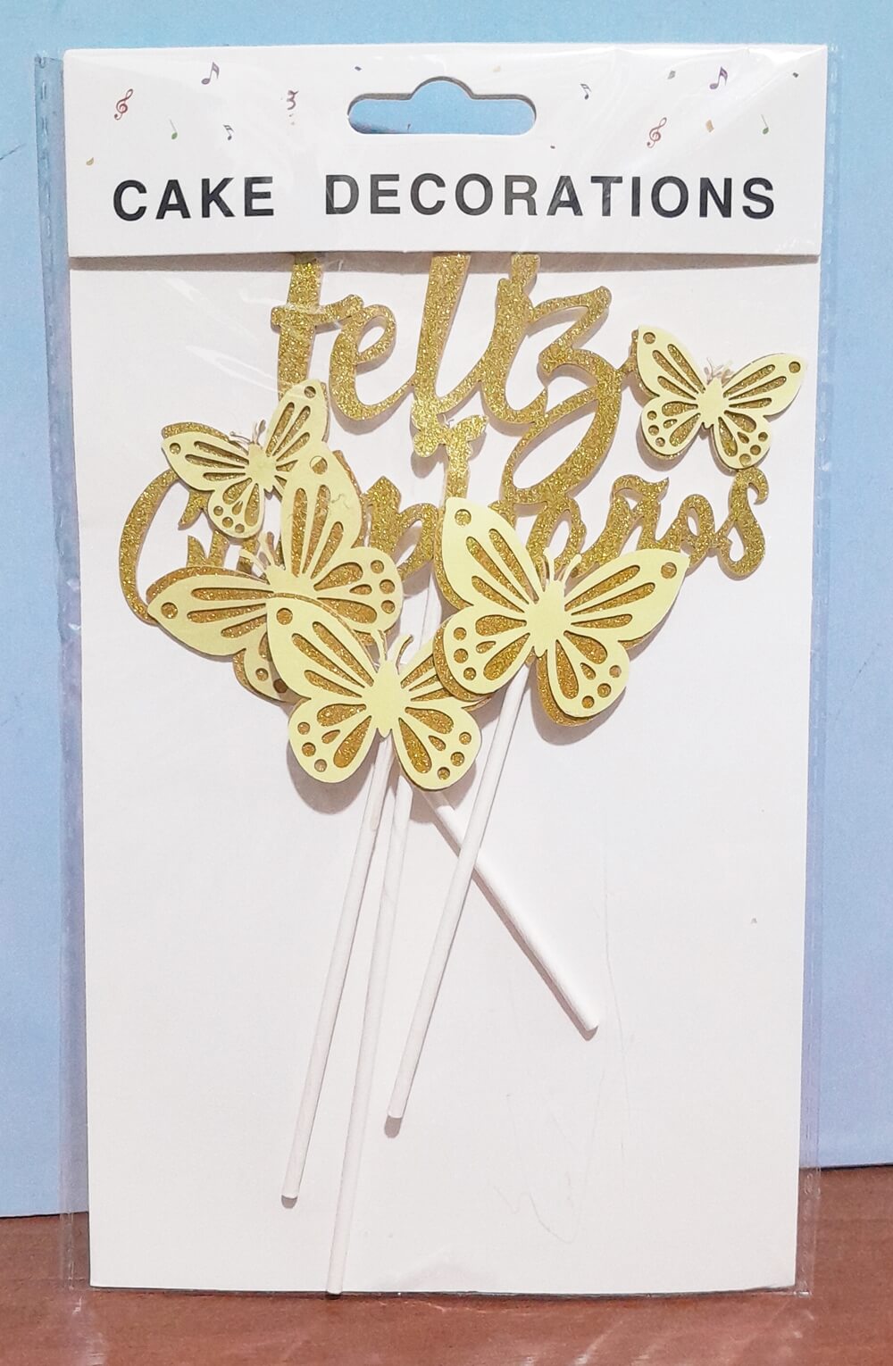 ADORNO MARIPOSA CAKE TOPPER x4  DORADO