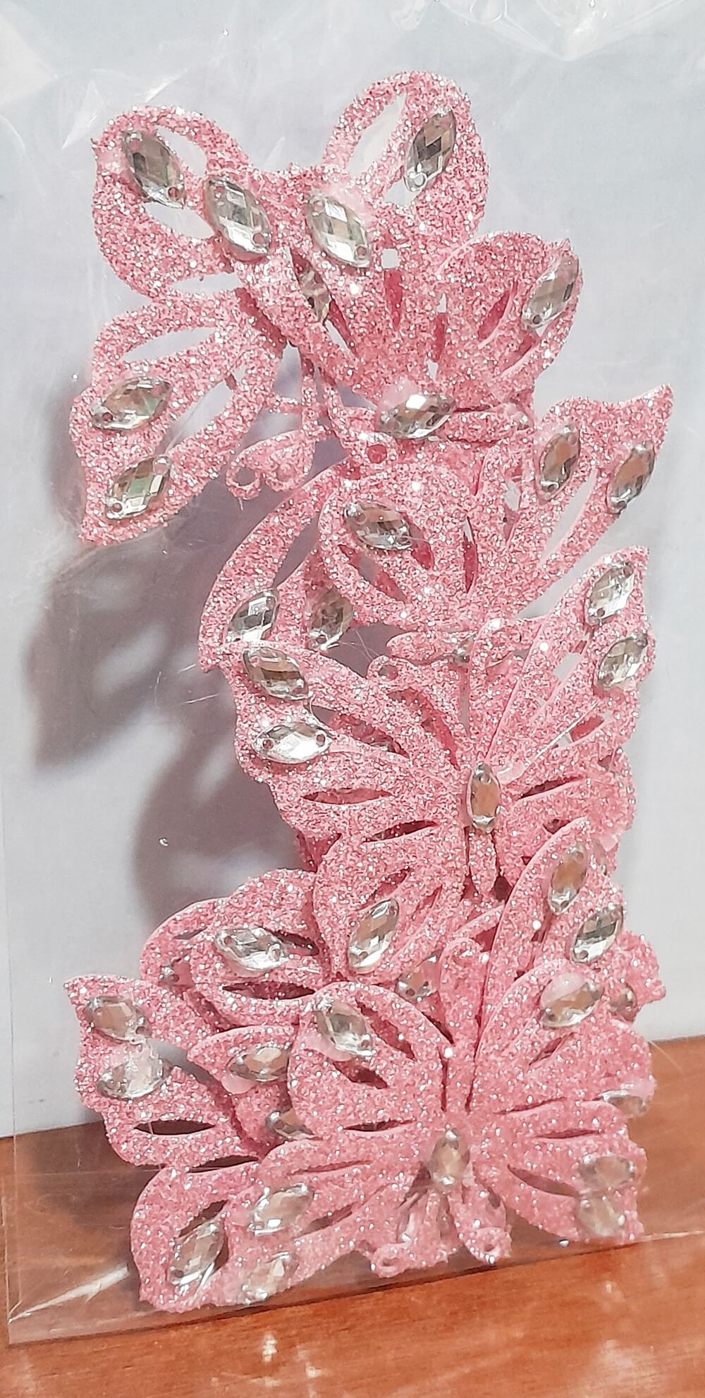 ADORNO MARIPOSA C/APLIQUE X10 ROSA