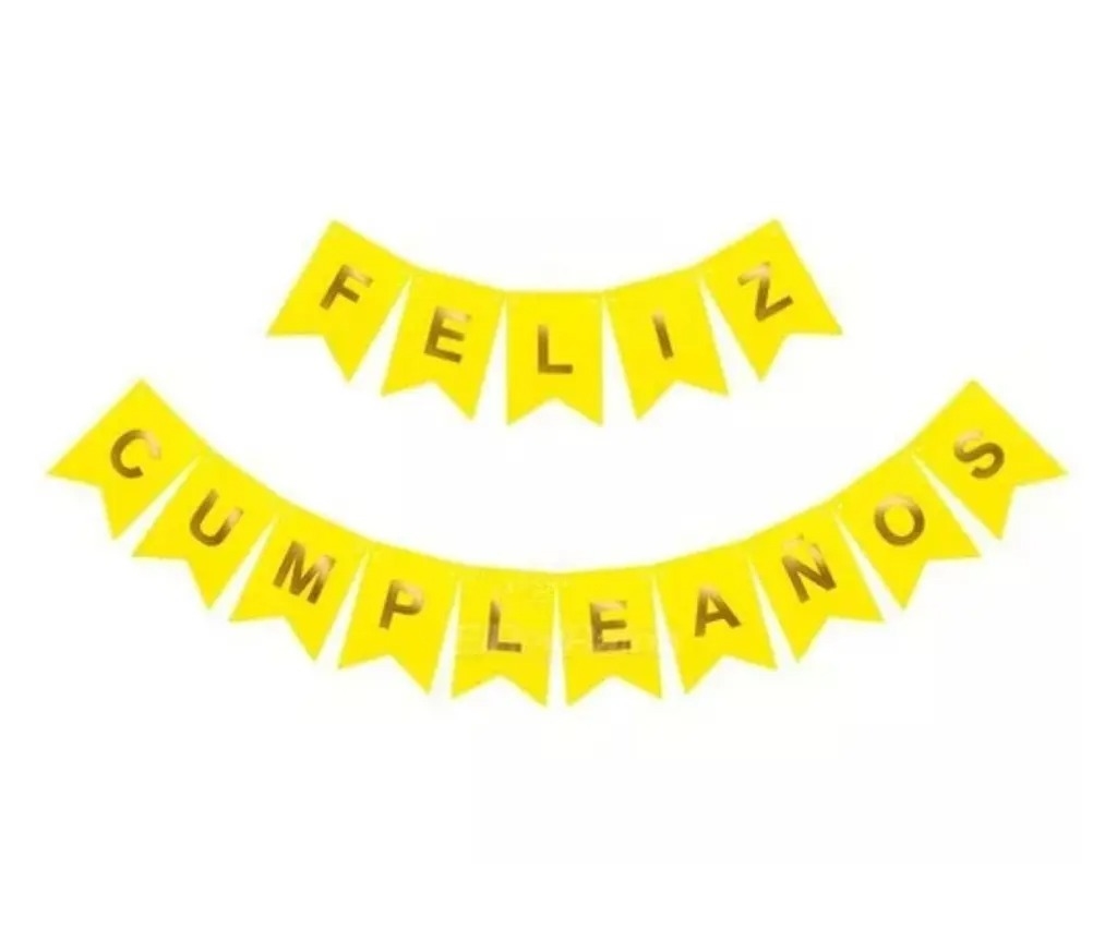 BANDERIN FELIZ CUMPLEAÑOS FLUO AMARILLO