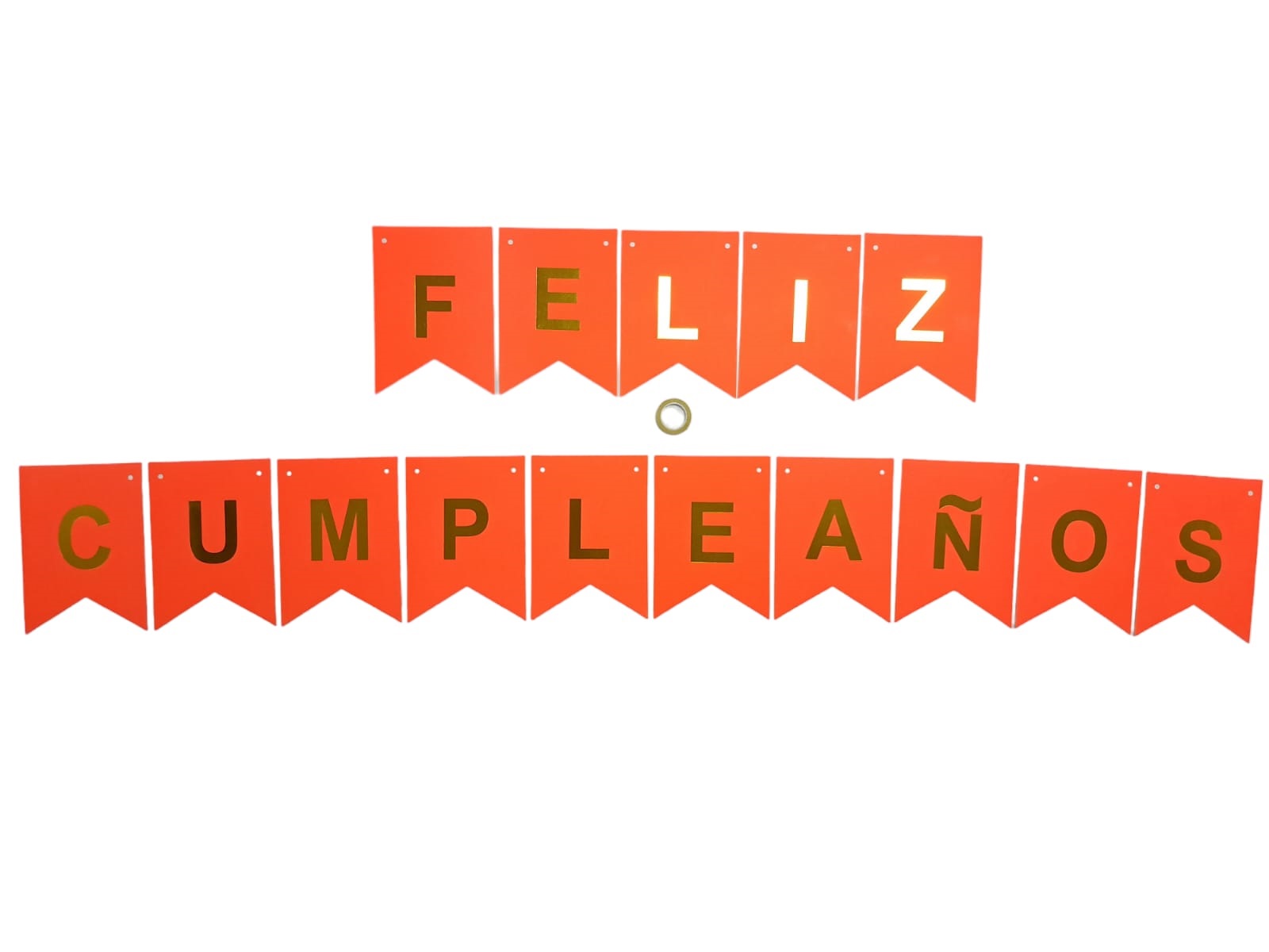 BANDERIN FELIZ CUMPLEAÑOS FLUO NARANJA