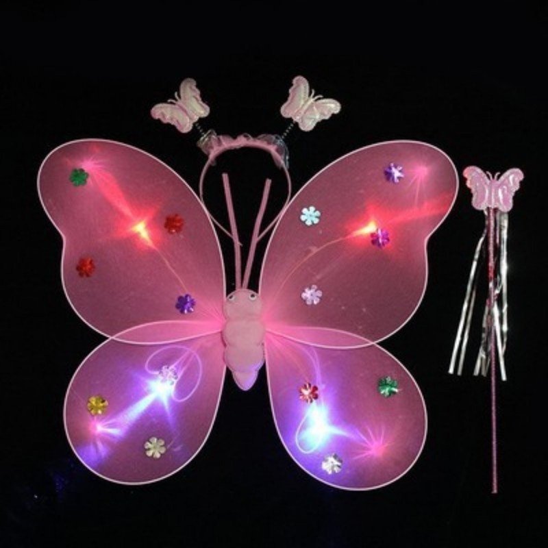 ALAS MARIPOSA SET LED YJ0729 ROSA