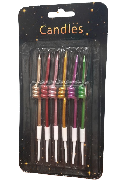 VELA CON RIZO METALIZADA X6 MULTICOLOR