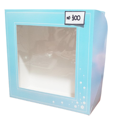CAJA 100 DE TORTA 26x26x10 CELESTE