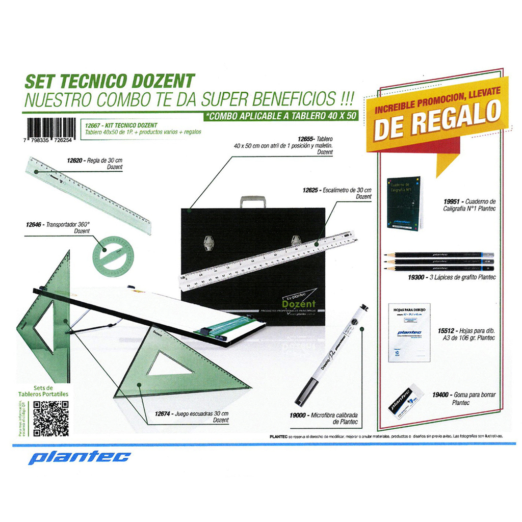 TABLERO 40X50 DOZENT ATRIL+VALI cod12667