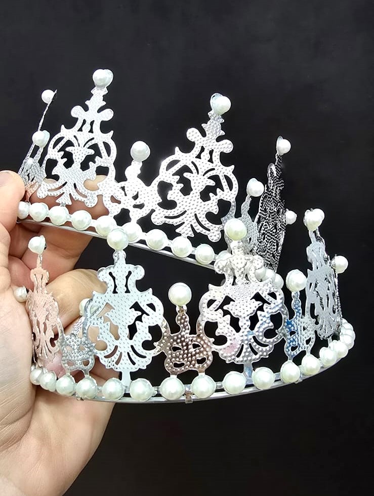 ADORNO DE TORTA CORONA PLATA 10224