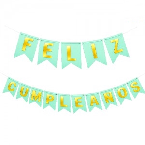 BANDERIN FELIZ CUMPLEAÑOS ECO VERDE