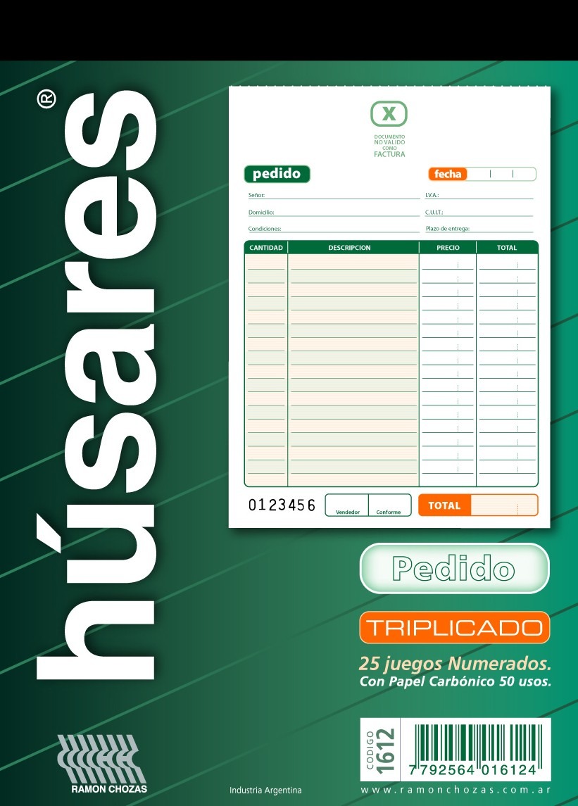TALONARIO HUSARES PEDIDO TRIPL 16112