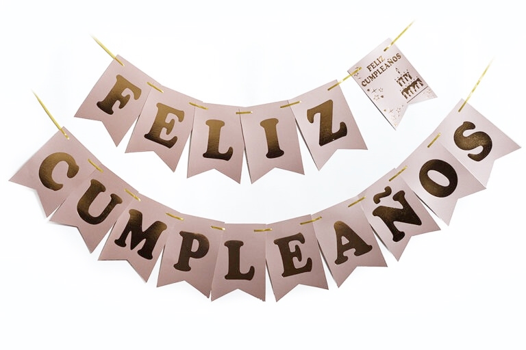BANDERIN FELIZ CUMPLEAÑOS GOLD ROSE