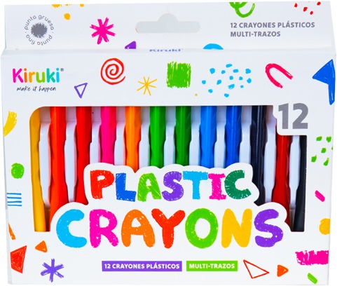 CRAYONES PLASTICOS KIRUKIX12 MULTITRAZO