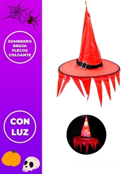 SOMBRERO DE BRUJA L.COST LED ROJO