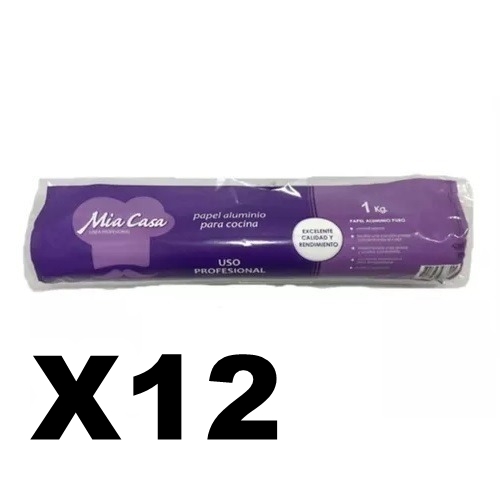 PAPEL ALUMINIO x 1KG MIA CASA CAJA x12